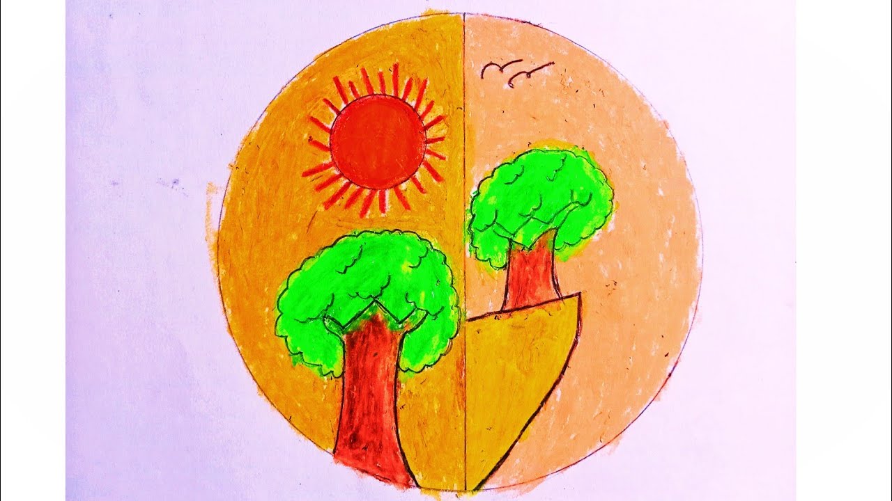 How to draw beautiful village tree and drawing beginner to advance label