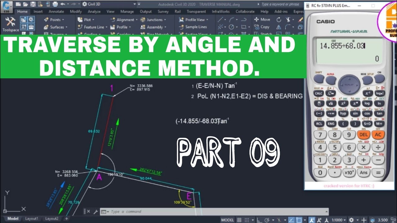 Traverse calculation angle and distance.part 09