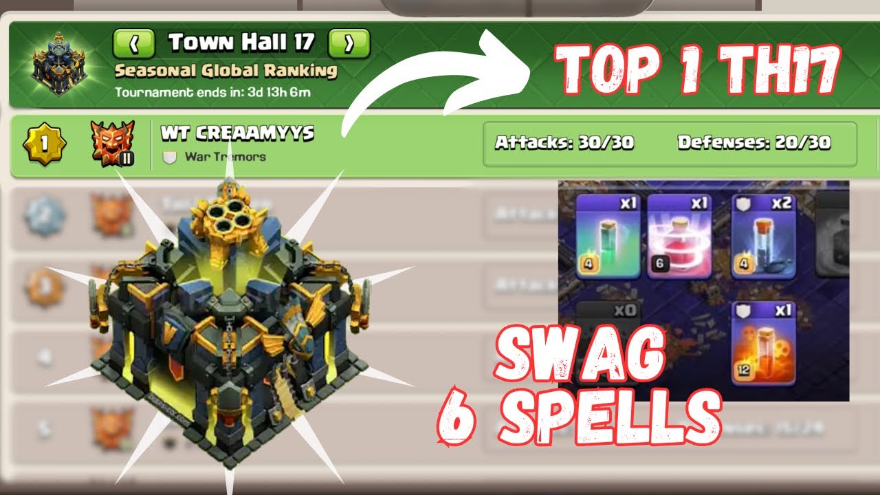(Legend II) TOP 1 TH17 Crushing High League While SWAGGING 6 SPELLS ! (Avg Attack 98%) pt.2