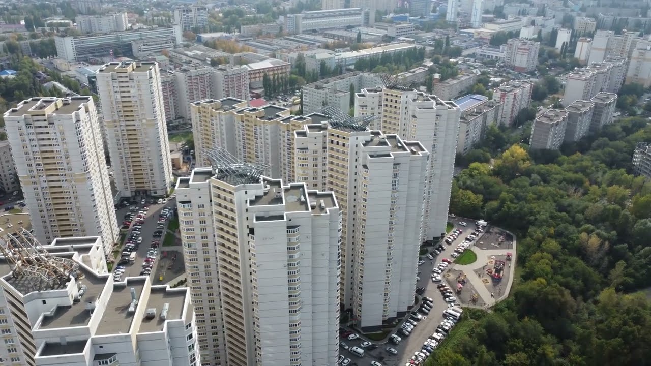 Парк Дельфин, Воронеж, обзор с высоты - 4K