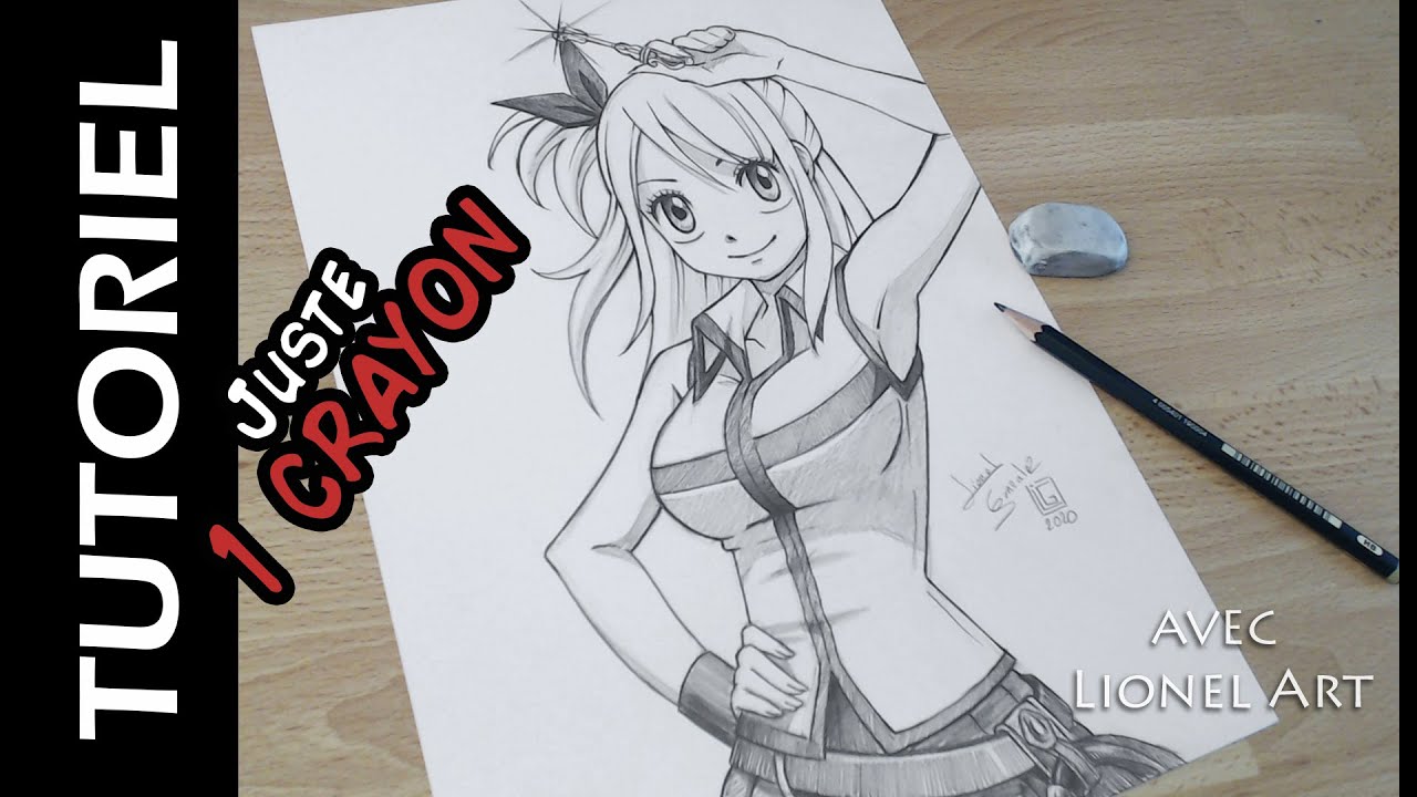Comment Dessiner LUCY - avec 1 seul CRAYON - FAIRY TAIL