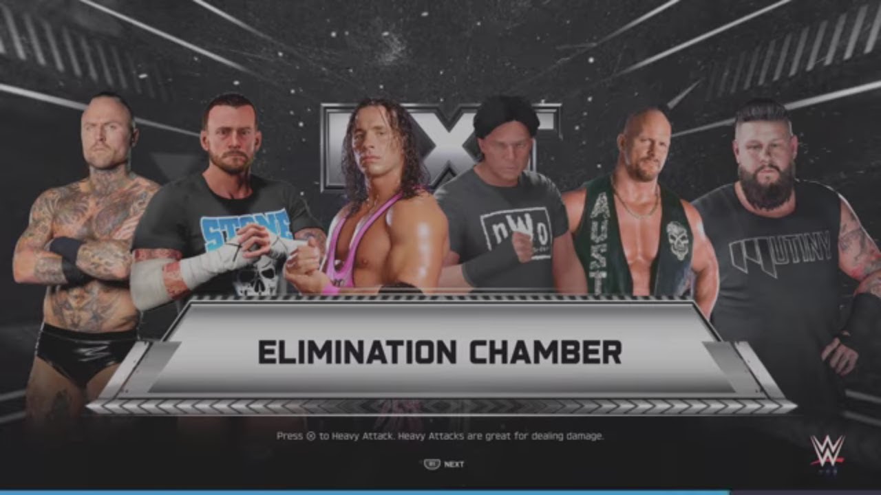 WWE 2K25 Steve Austin VS Eric Alt., Black, Owens, Hart, Punk '11 Elm. Chamber Match