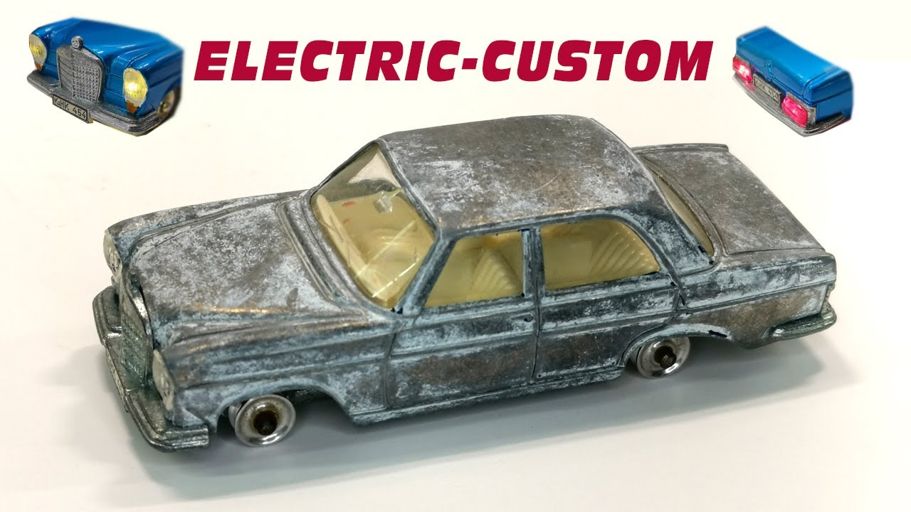 Реставрация Dinky Mercedes 250 SE №160. Электрический кастом. Литая модель игрушки.