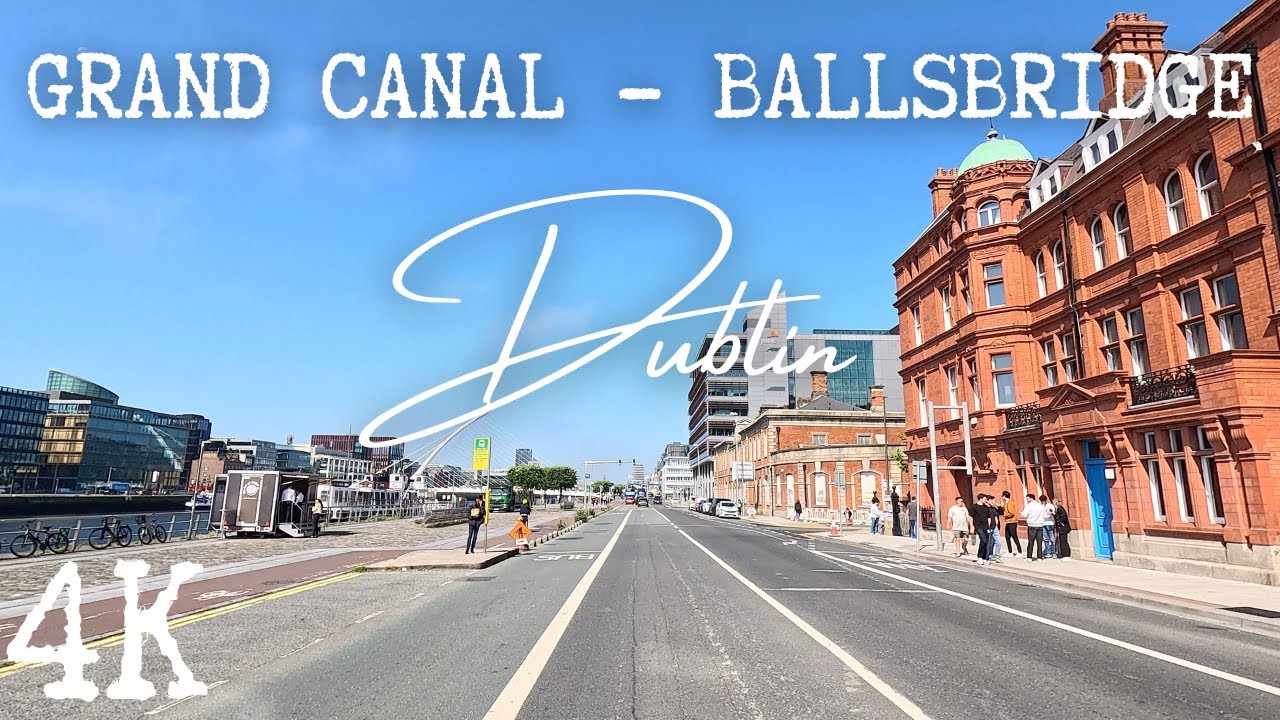🏢 Crossing the Samuel Beckett Bridge from North to South Dublin, Grand Canal - Ballsbridge [4k ASMR]