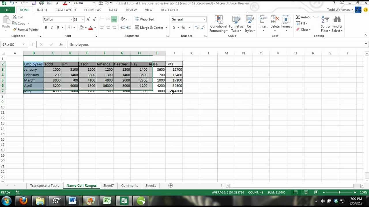 Учебник Excel: Как транспонировать таблицу в Excel. Изменение ориентации с вертикальной на горизо...