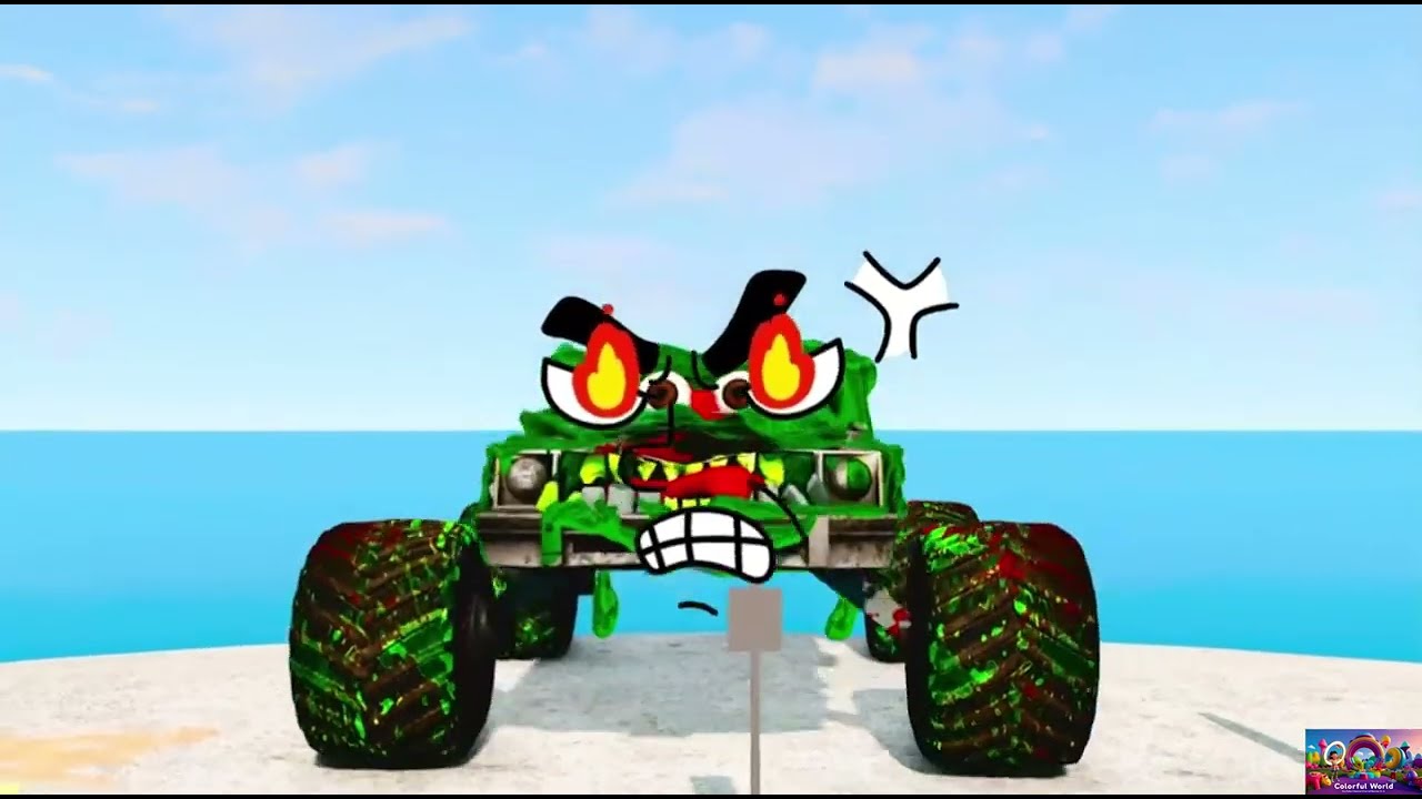 McQueen, Mater and Police VS MACK TRUCK ZOMBIE Eat
