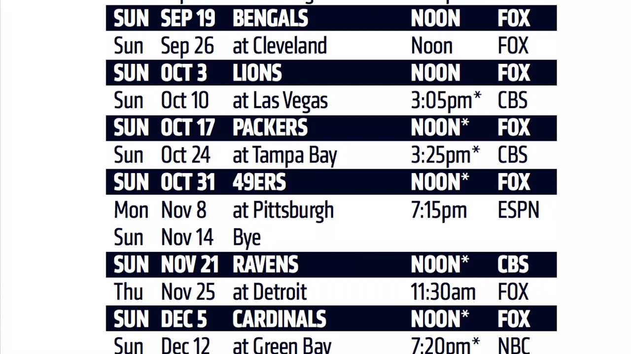 Bears schedule breakdown