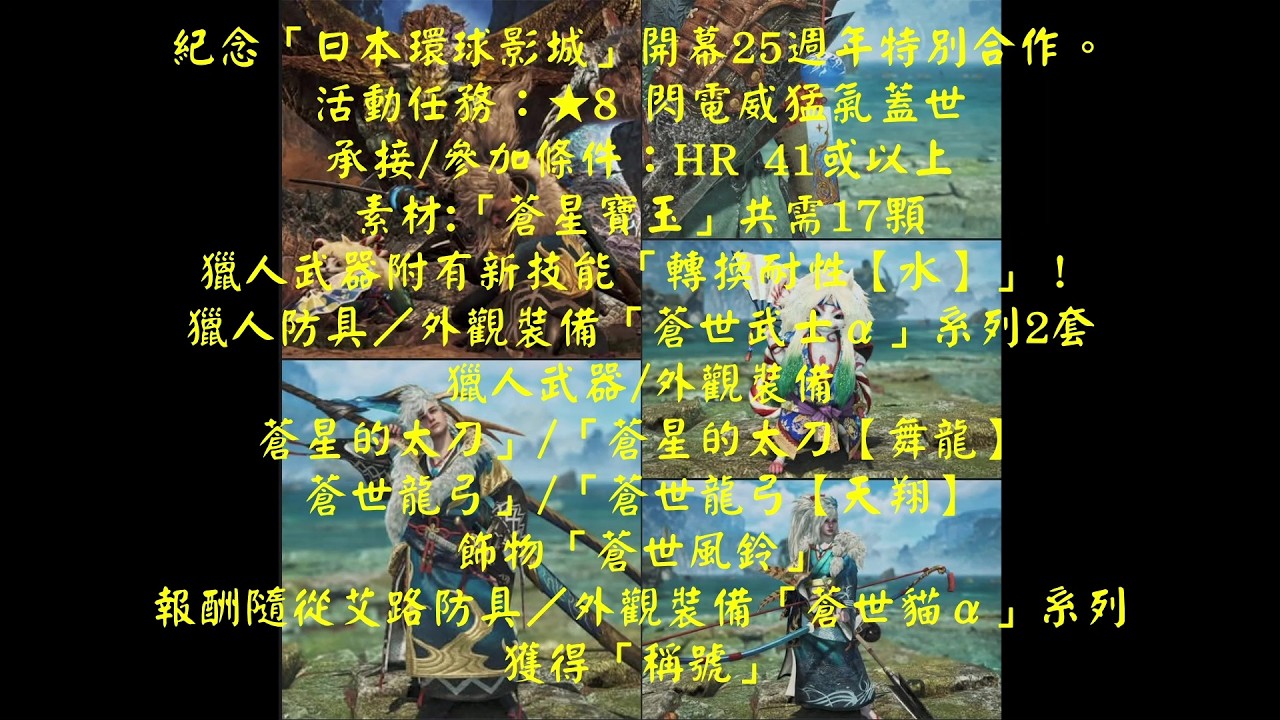 [MHWilds]#魔物獵人荒野 USJ活動任務★8閃電威猛氣蓋世 蒼星/蒼世武防裝備#mhw
