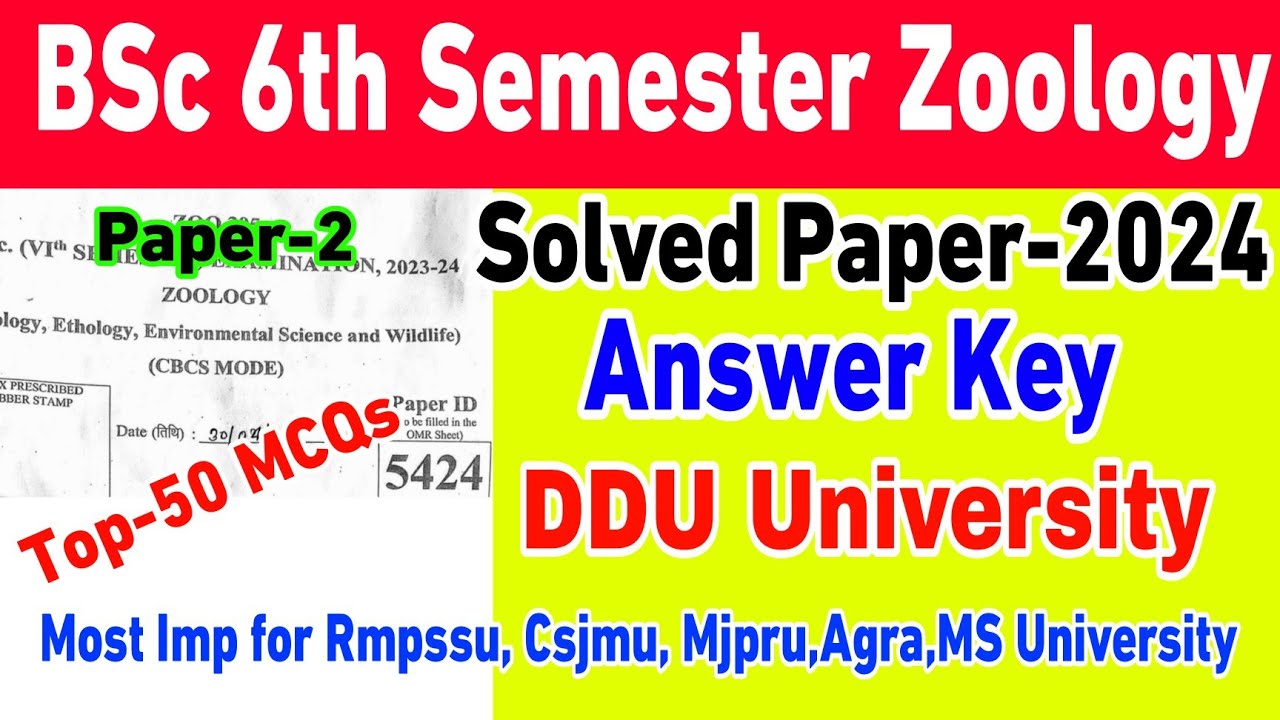 ZOO-305 answer key-2024|Ddu ka solved paper -2024 zoology paper-2 bsc 6th semester जल्दी देखें