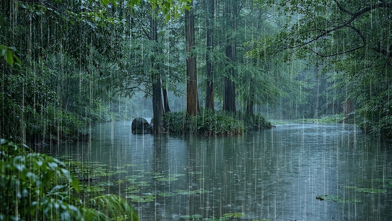 Fall into Deep Sleep with Gentle Rain Sounds falling on Forest Lake | Natural Rain Sounds ASMR