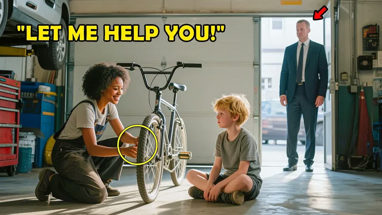 Kind Single Mother Helps Struggling Boy Fix His Bike, Not Knowing a CEO Is Watching!