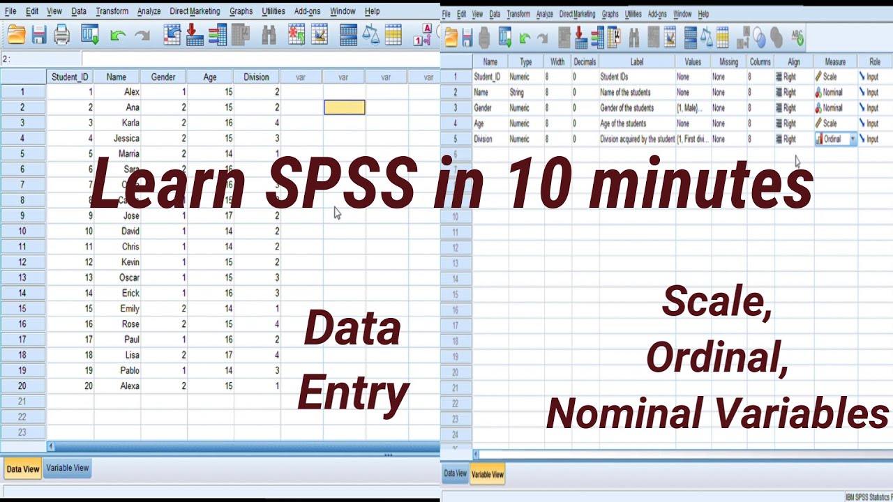 Learn basics of SPSS in 10 minutes | Data Entry in SPSS | Scale, ordinal, Nominal Variables |
