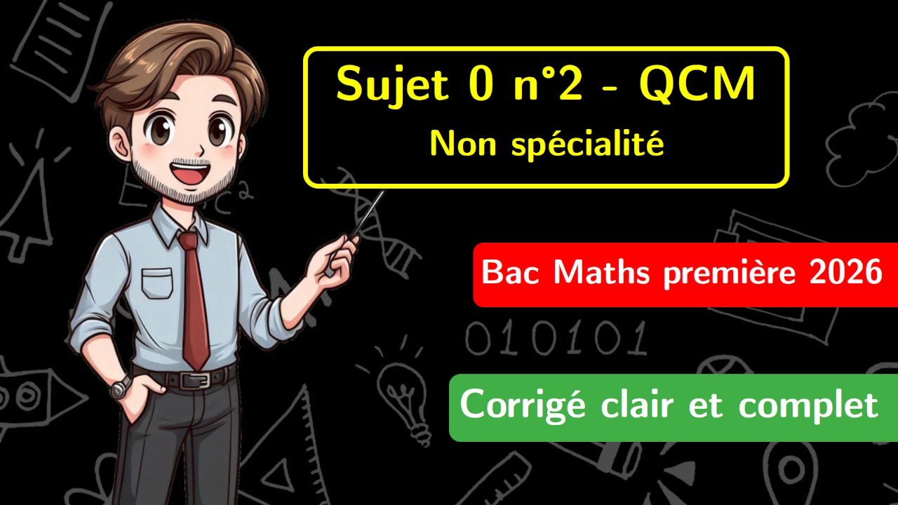 🎓 Bac de maths de premiere 2026 📝 Sujet 0 n°2 - Non spécialité - Exercice 1 (QCM)