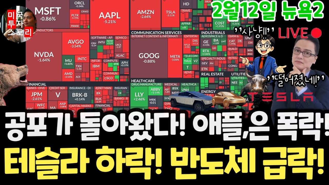 미국주식시황/나스닥 AI 폭락! 애플, 은, 금융주, 앱러빈 폭락!왜? 테슬라 엔비디아도! 구글 아마존 메타 마이크로소프트 팔란티어 아이온큐 삼성전자 MU 브로드컴 오라클 샌디스크