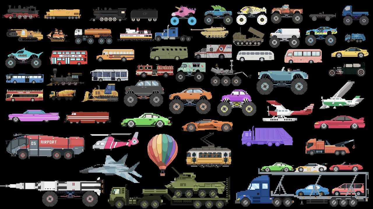 Vehicles Collection 6 | 100+ Pixel Art Rides in 38 Minutes