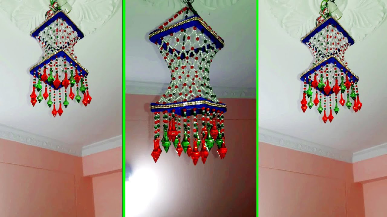DIY Jhumar Making Tutorial with Popsicle Sticks and Beads: Wall Hanging Chandelier