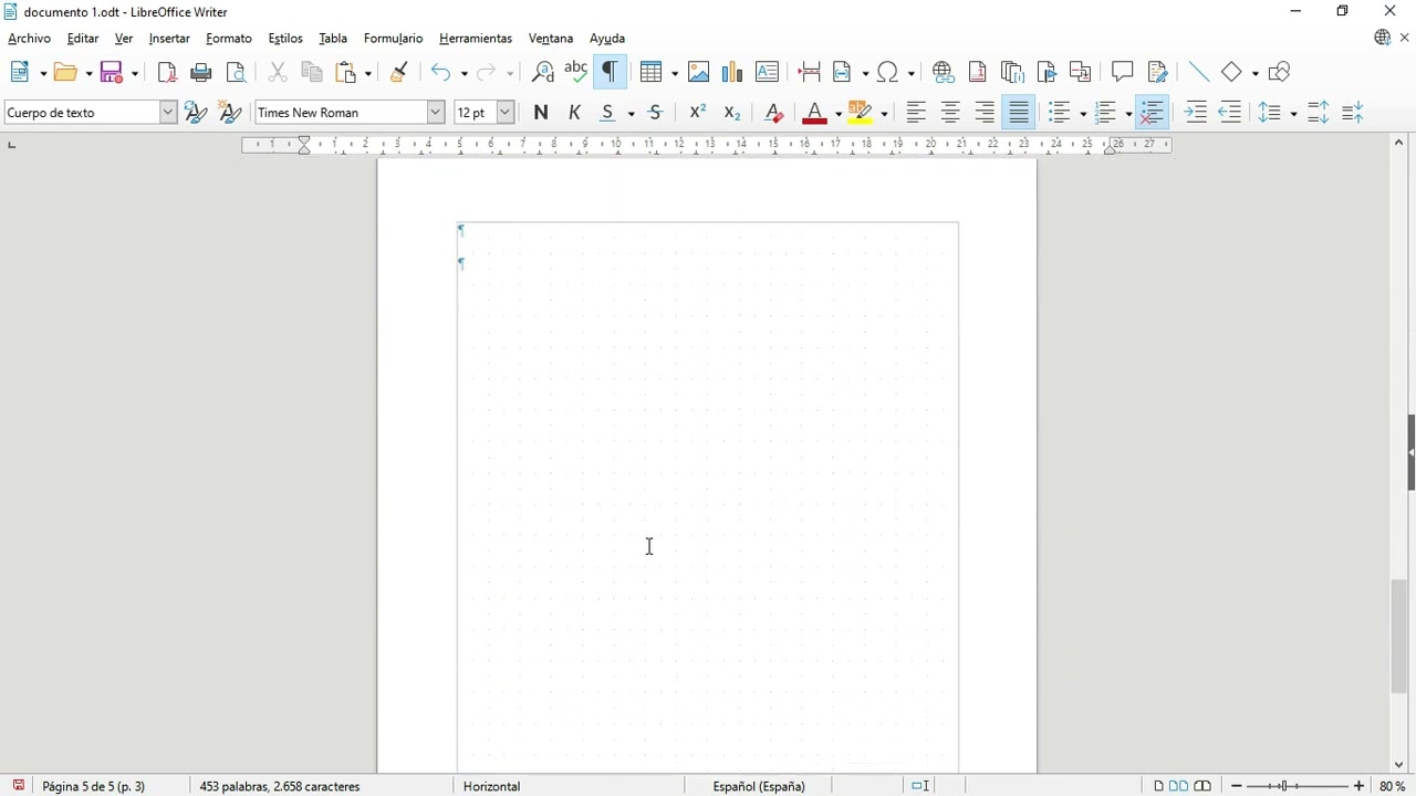Libreoffice 7.  Writer. Saltos de página y secciones