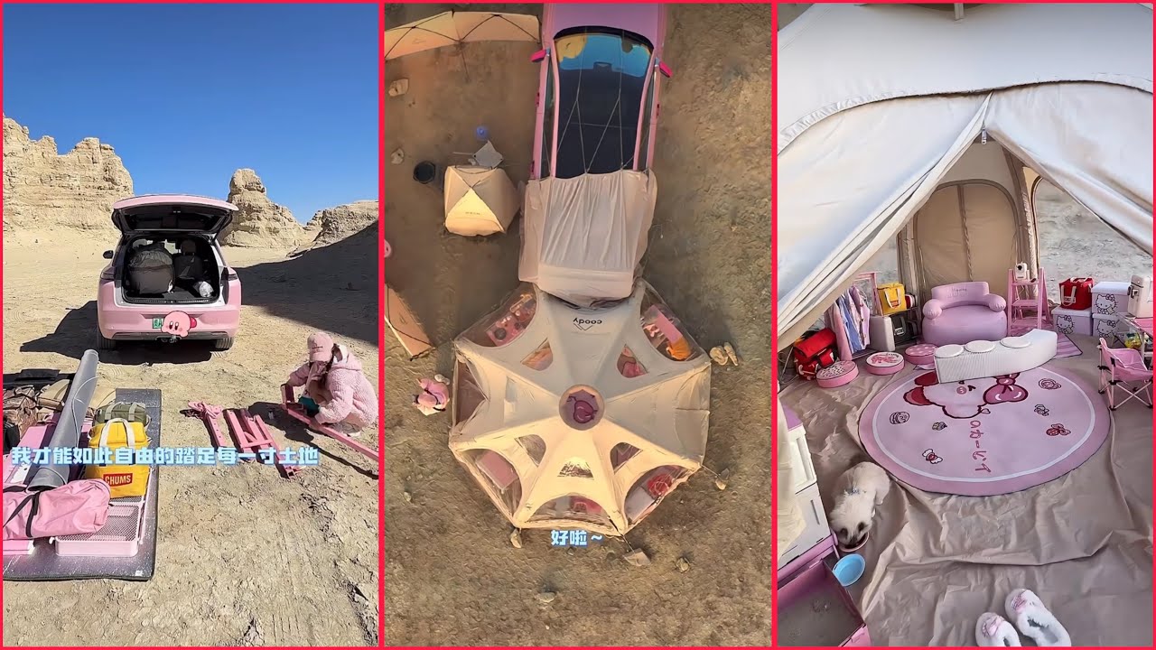 Girls’ Bed-Car Tram Camping 🎀 | Building a Villa in a Ghost City 👻✨