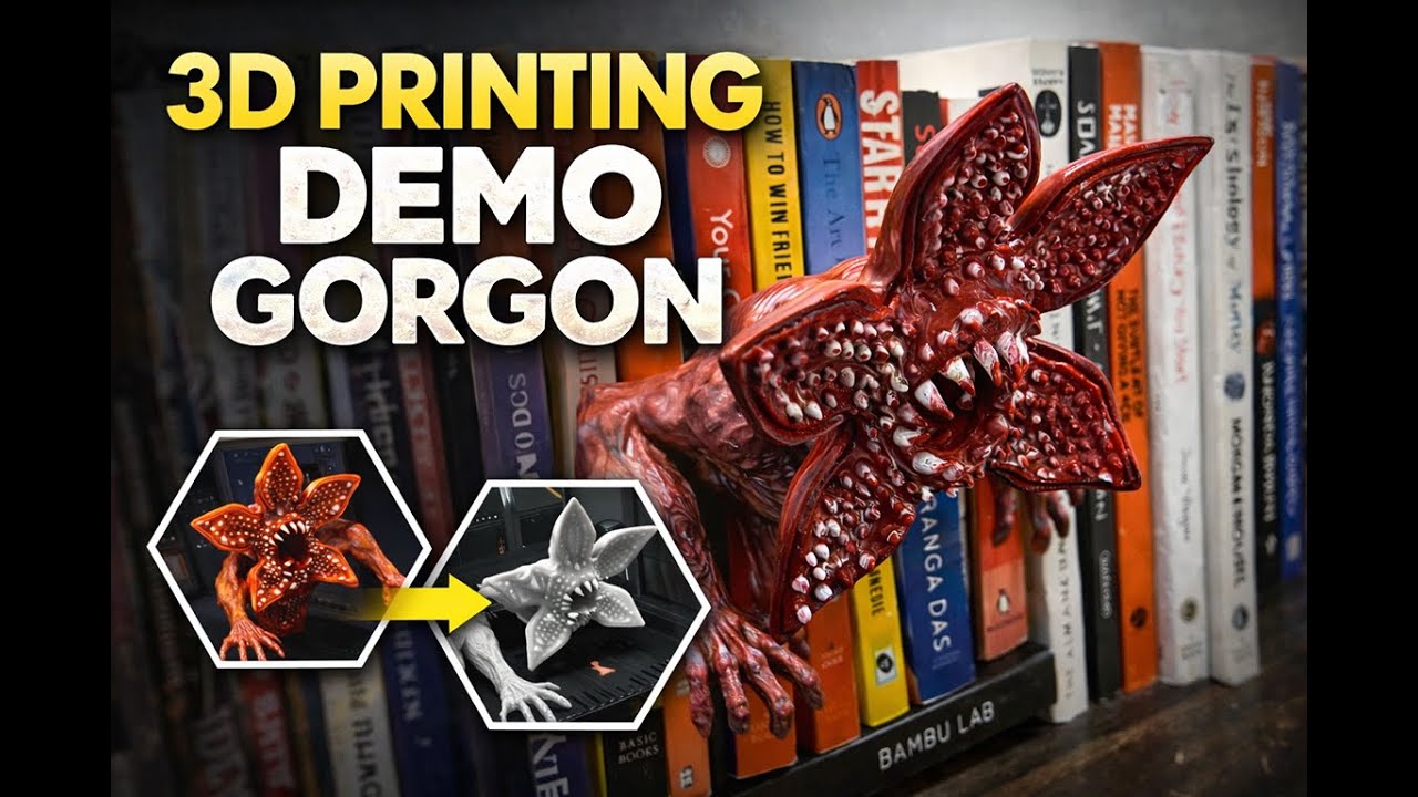 Demogorgon Crawling Out of a Bookshelf | Complete 3D Printing Process (Design to Finish)