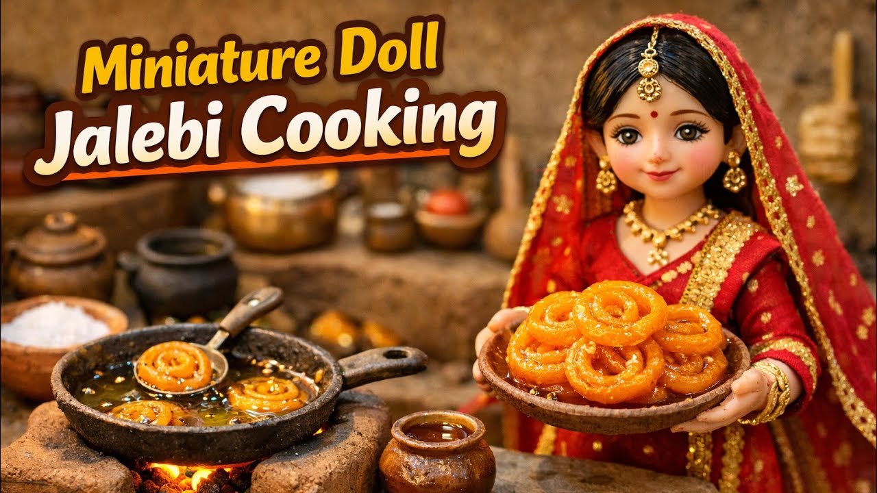 Miniature Doll Jalebi Cooking ASMR | Pakistani Village Tiny Kitchen Sweet Dessert
