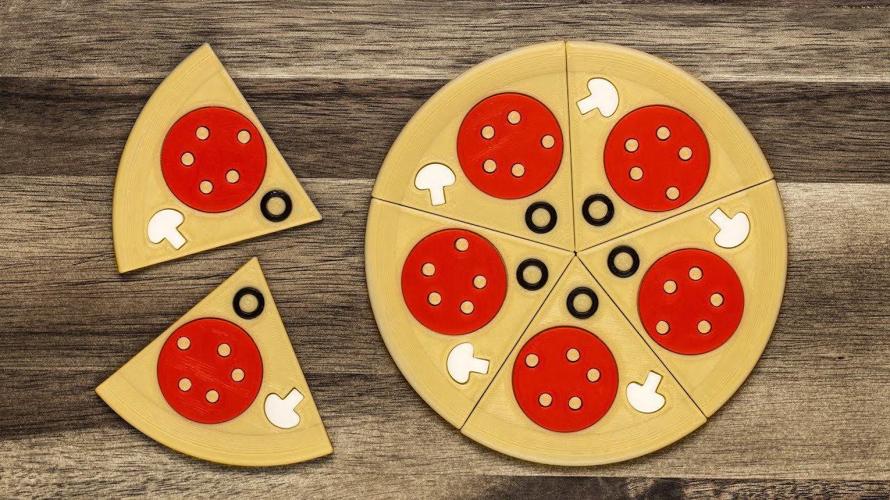 Fit all 7 pizza pieces into the tray.