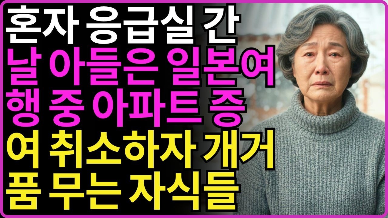 ''내가 미쳤니 남한테 재산주게'' 뇌경색으로 혼자 응급실 실려간 날도 일본여행 간 아들며느리에게 아파트 증여 취소하자 개거품 무는 자식들