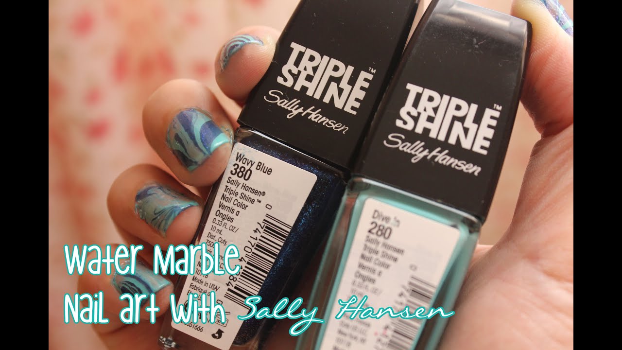 Sally Hansen Triple shine nail Review & create marble nail art