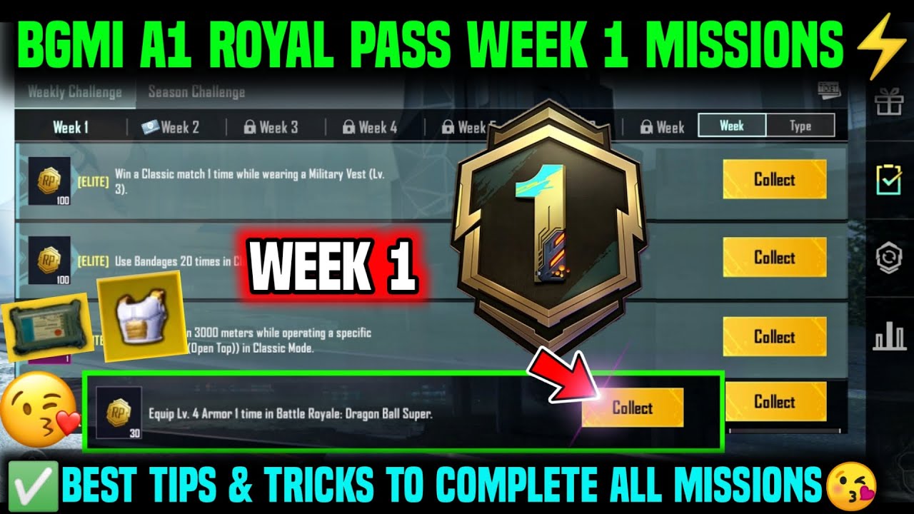 A1 WEEK 1 MISSION | BGMI WEEK 1 MISSIONS EXPLAINED | A1 ROYAL PASS WEEK 1 MISSION | C4S12 WEEK 1