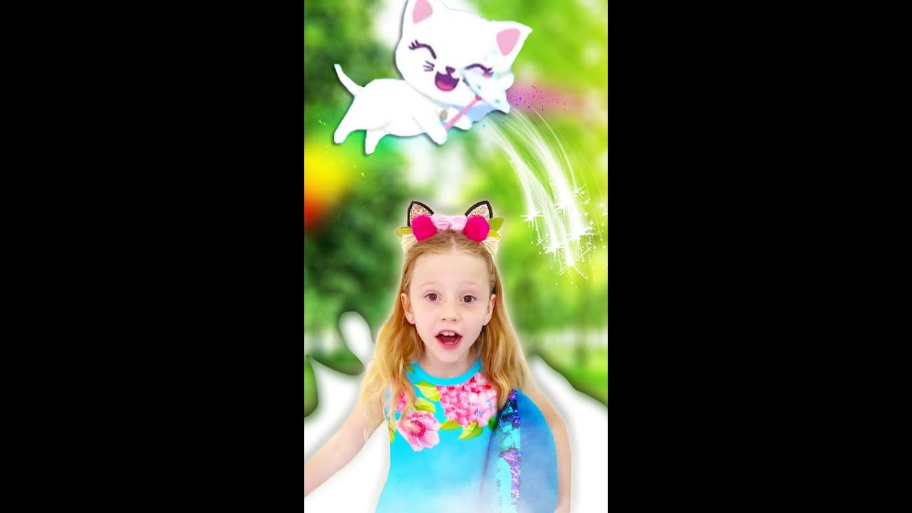 Nastya and flying cat with magic wand. Stories for kids. 