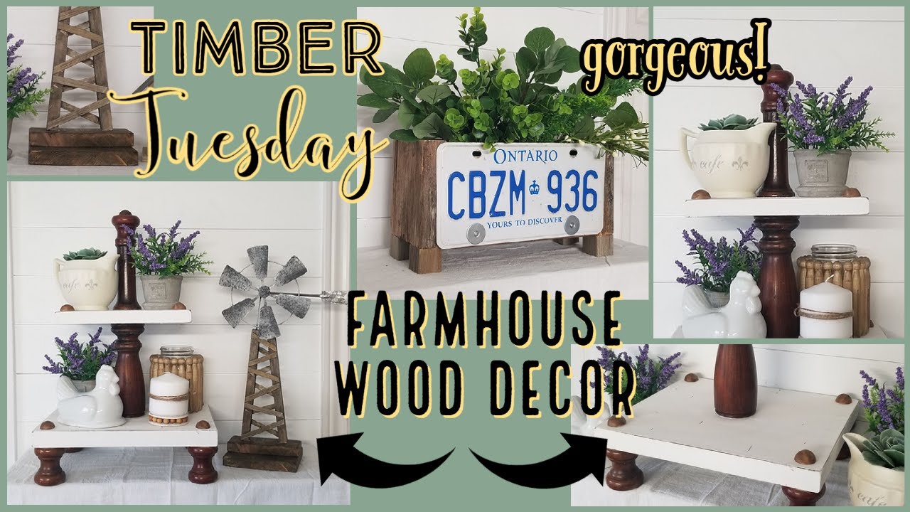 🌟HIGH END FARMHOUSE DIYS~Home Decor with Wood~Timber Tuesday~Wood Tiered Tray DIY