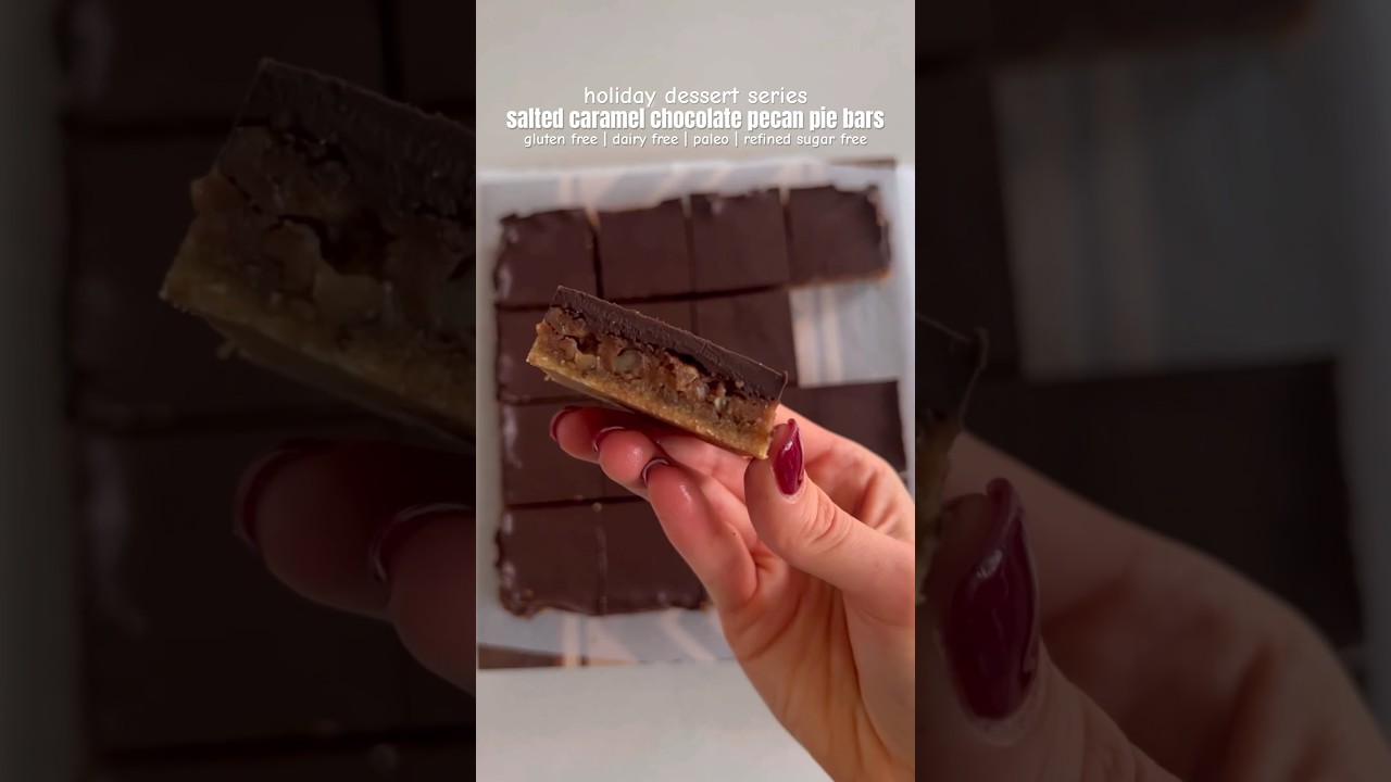 salted caramel chocolate pecan pie bars #shorts
