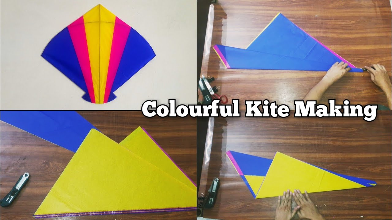 How To Make Colourful Kite. How To Make 1 Tawa Teddi Pan Kite at Home. 3 Colour Kite Making.