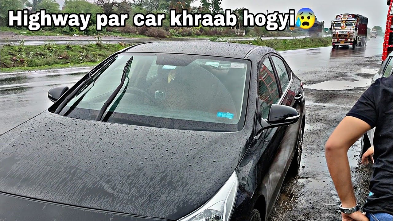 Highway par car mein fass gye😓 | Indore to Kanpur Road Trip #roadaccdient #roadtrip #indore #verna