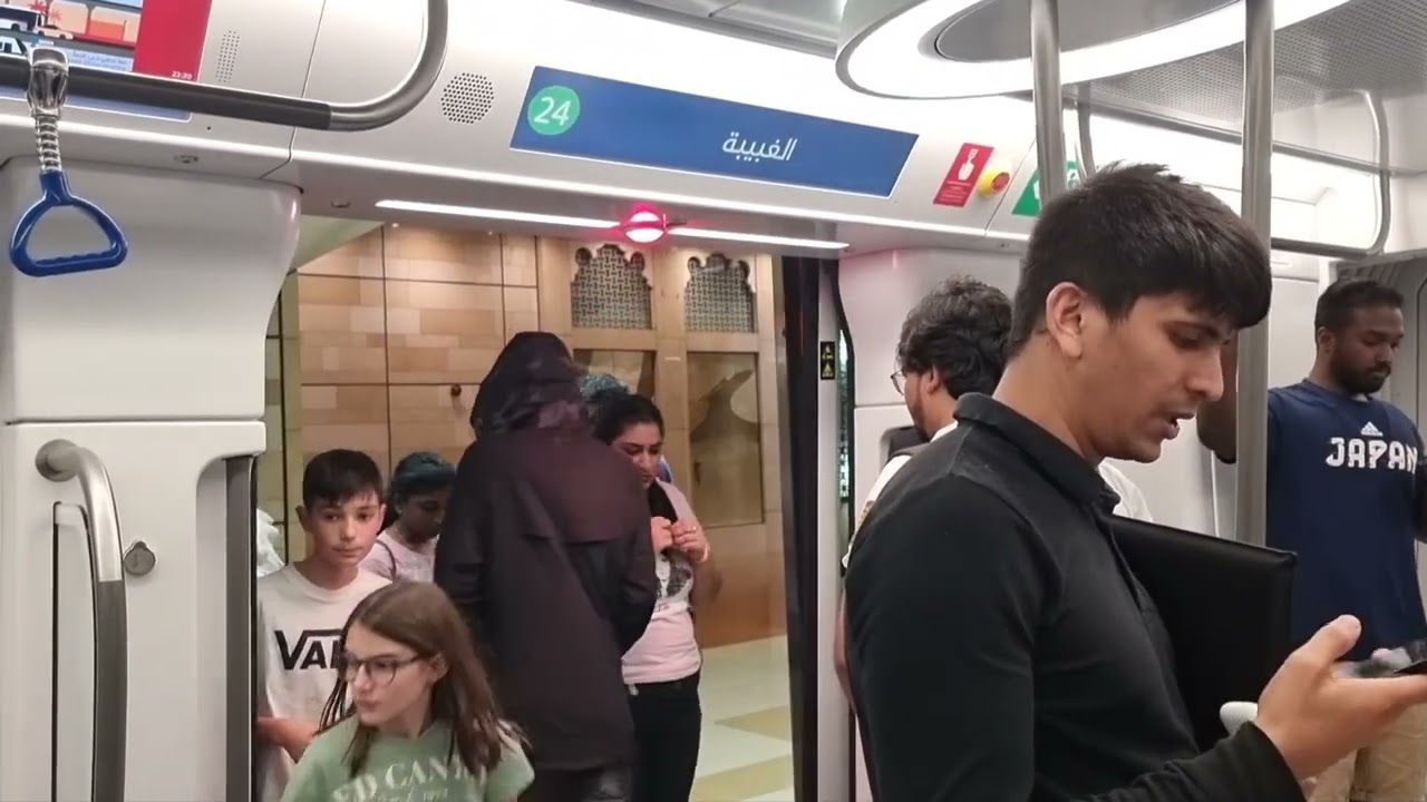 Dubai Metro Ride - Green Line Route: Deira Gold Souk Metro Station to Burjuman Metro Station