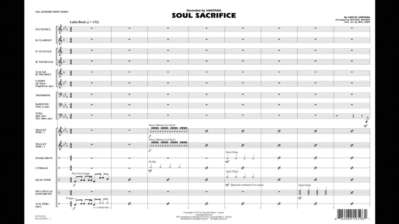 Soul Sacrifice by Carlos Santana/arranged by Michael Brown