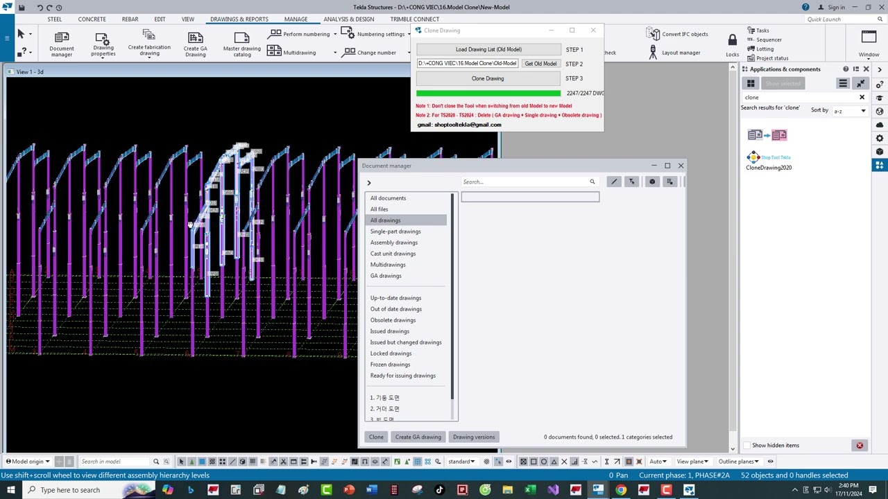 Tekla API - Auto Clone Drawing - Other model