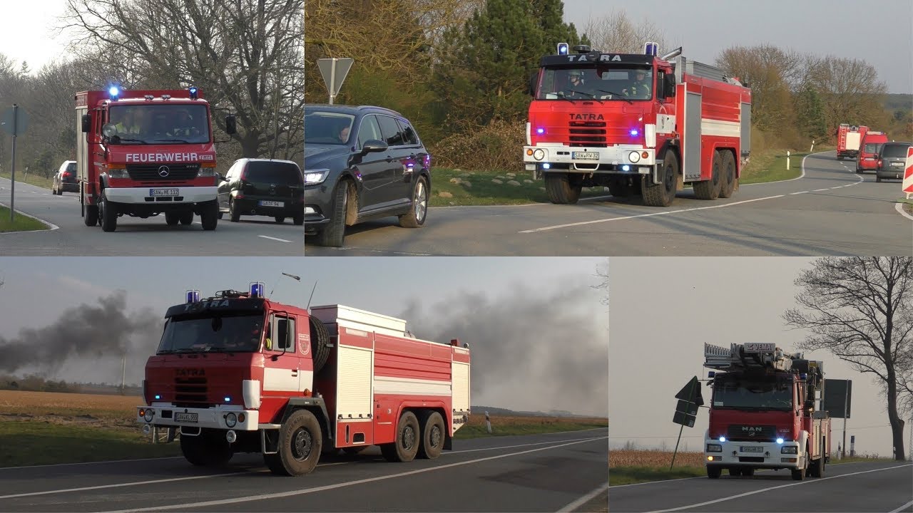 [Großbrand/4 Mal TATRA T815 TLF 32/80] Einsatzfahrten zum Sperrmülllagerbrand Deponie Gardelegen