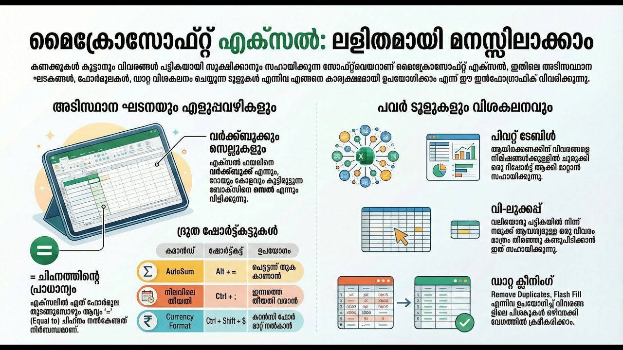 Microsoft Excel for Beginners - Tutorial-മൈക്രെസോഫ്റ്റ് എക്സൽ  ഇത്ര എളുപ്പമായിരുന്നോ.| കാഴ്ചവട്ടം |