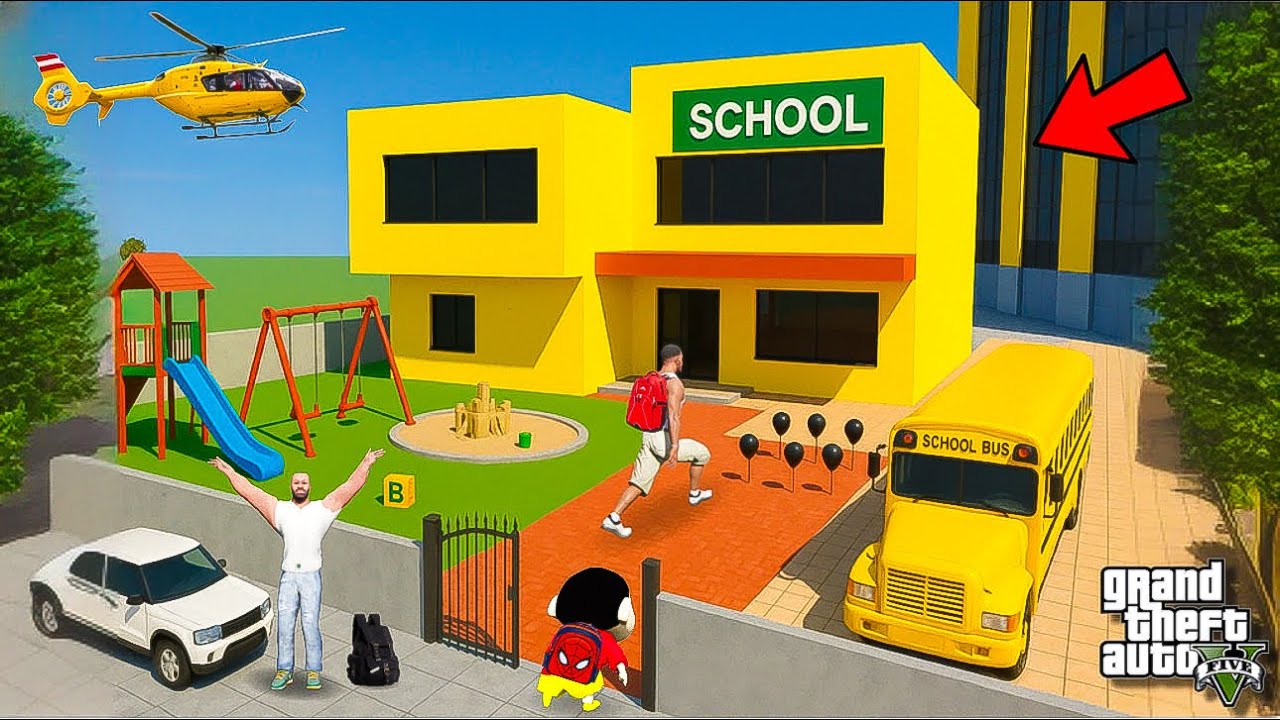 Franklin Built Biggest School in Indian Driving 3D & Surprised Shinchan! | GTA 5 Telugu