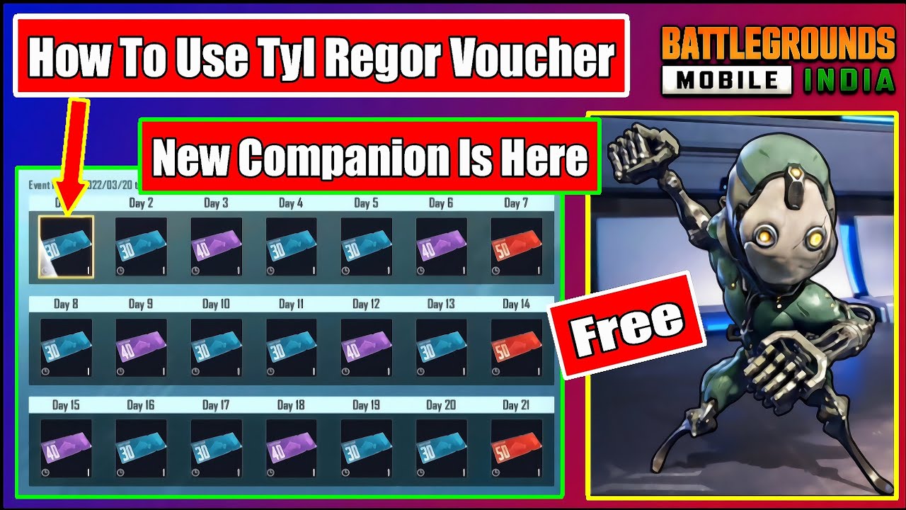 How To Use Tyl Regor Voucher In BGMI | Total Sign-Ins Event | New Companion Spin