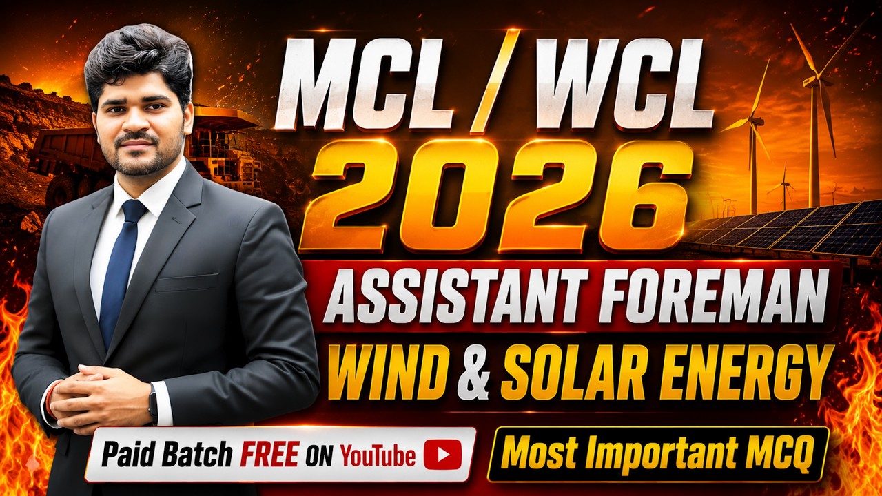 MCL | WCL  2026 | SOLAR & Wind Energy Most Expected MCQ | Assistant Foreman | Live@8:30pm #mcl #wcl