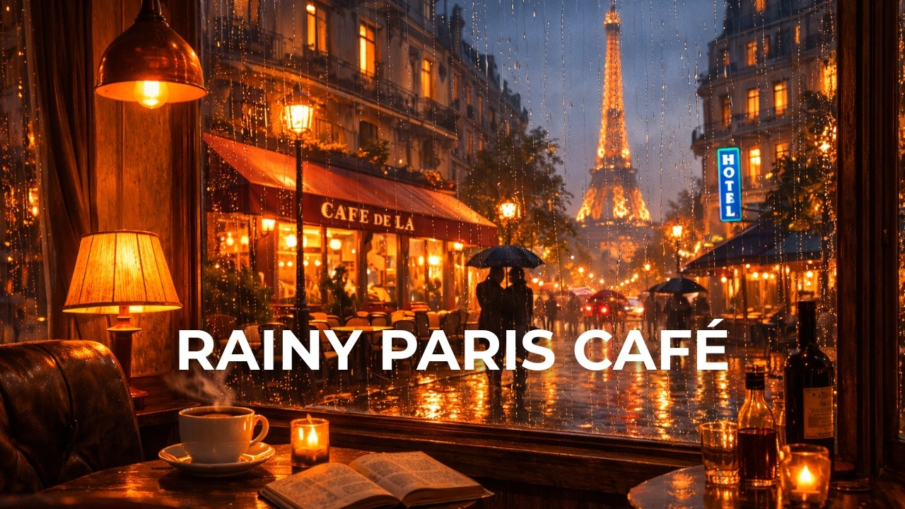 Rainy Night Café Paris 🇫🇷 ☕ Slow Jazz & Rain Ambient Music for Studying & Focus - Vol 1. Café Paris