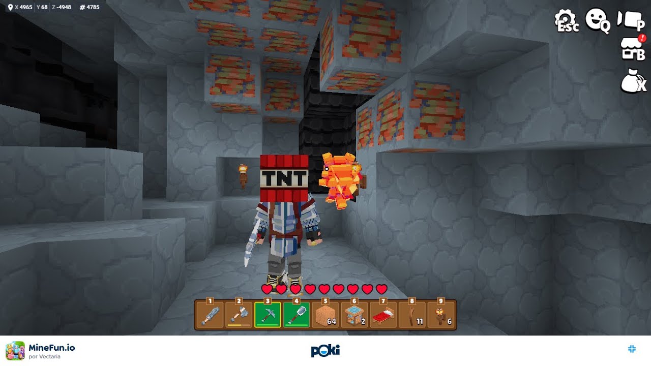 Jugando el modo pacifico de Survival en Minefun.io