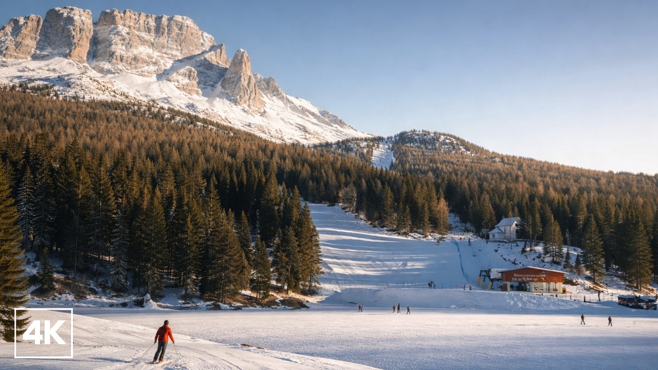 Italian Ski Slopes in Winter | People, Snow & Natural Ambient Sound