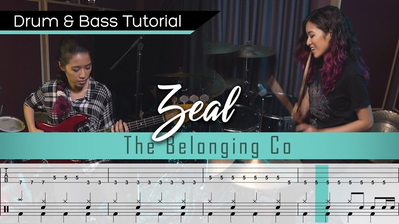 Zeal - The Belonging Co || Worship Drum & Bass Tutorial (with notation and tabs)