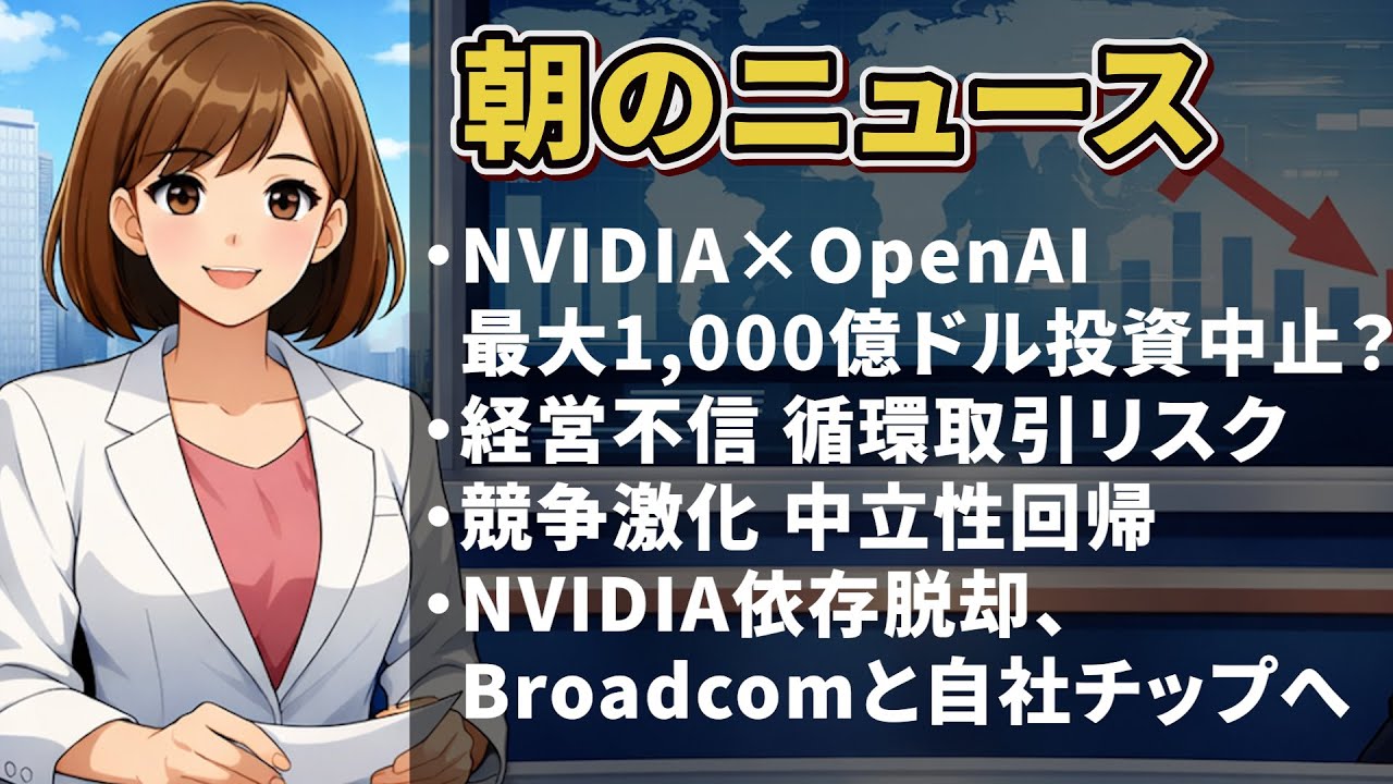 【NVIDIA×OpenAI】最大1000億ドル投資が停滞…理由は「規律」「循環取引」？OpenAIの次の一手も解説