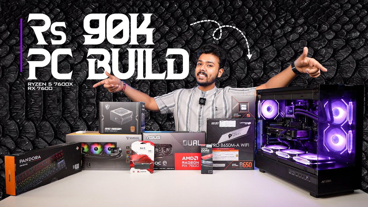💥 Rs 90,000 Gaming PC Build | Ryzen 5 7600X + RX 7600 Setup💻