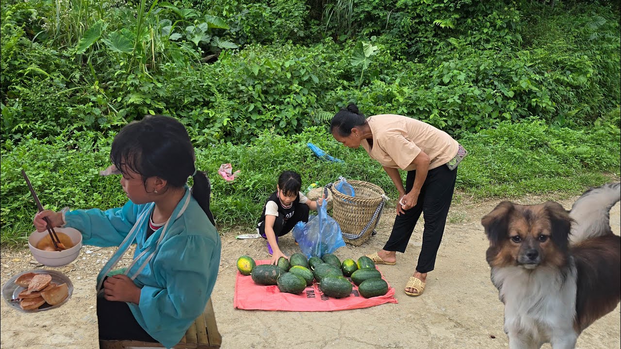 Poor girl - Got to go eat candy on Children's Day and pick watermelons to sell and make cakes to eat