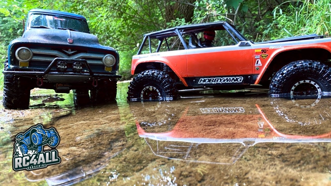 1:10 Scale RC Crawlers in the Creek, Axial Wraith 1.9 and SCX 10.2