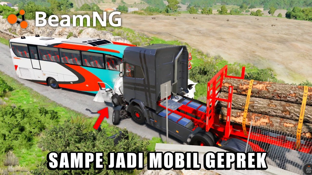 Ngeri! Tabrakan Mobil & Truk Paling Brutal Sampe Bus Masuk Jurang - BeamNG Drive Indonesia